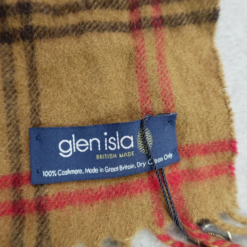 Glen Isla Scarf Unisex OS Camel Plaid Classic Cashmere British Made